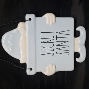 Rae Dunn NWOT Ceramic Powder Blue and White Secret Santa Plaque